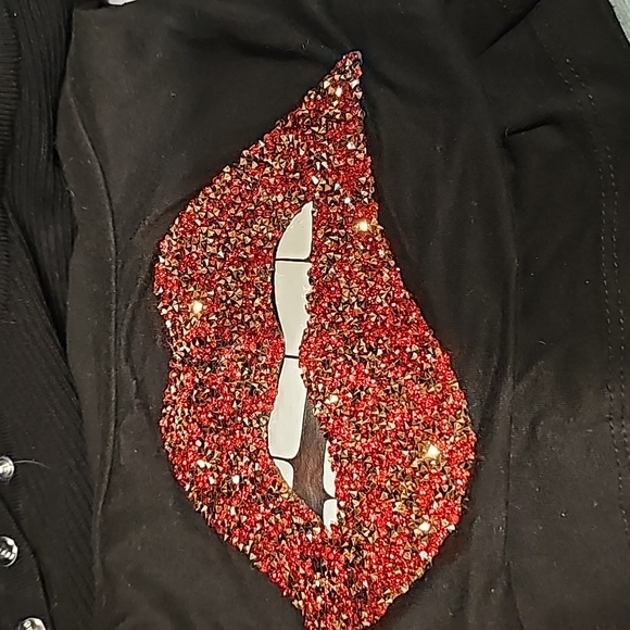 G by Guess Womens Sequin Lips T-shirt L T-shirt Preowned - Picture 8 of 8